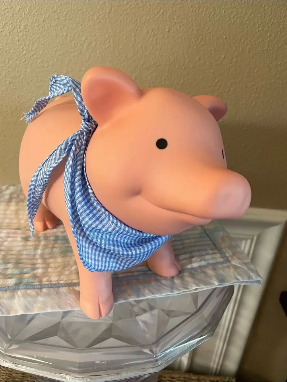 Schylling Pig Thick Rubber Piggybank Blue Bandana